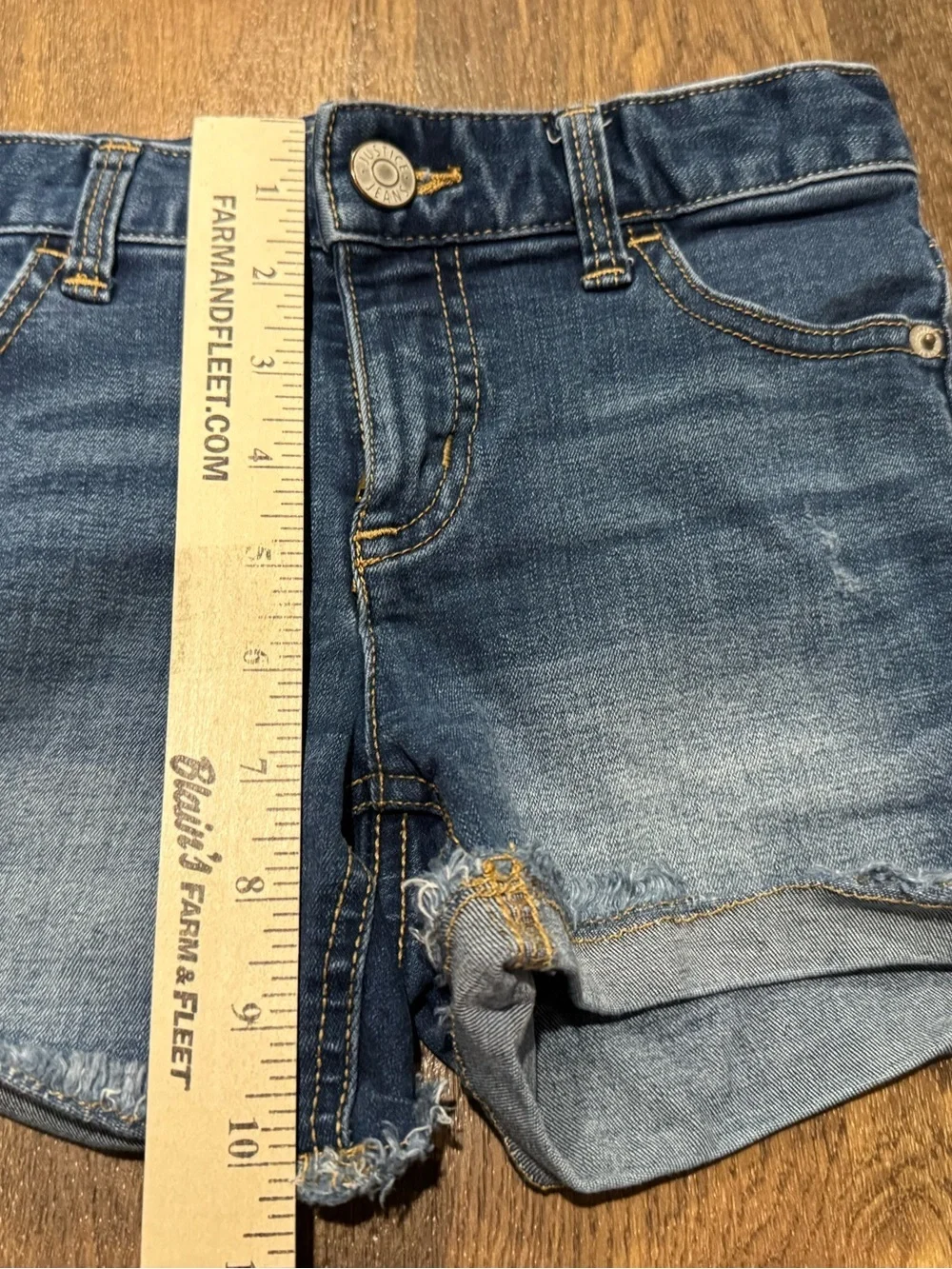 Justice Girls Blue Jean Cutoff Denim Short Size 12 Slim Shorts Dark Wash